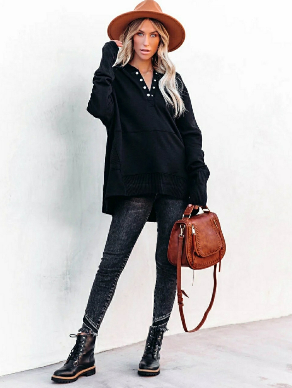 VICI COLKECTION MINDFUL COTTON POCKETED HENLEY HOODIE